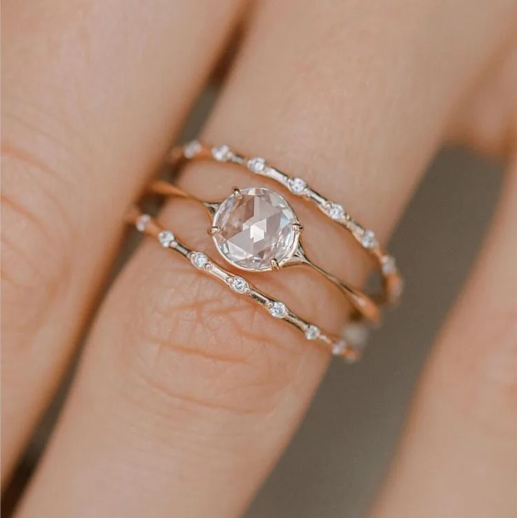 3 шт./компл.: Стильное женское кольцо на палец простой кубического циркония кольца