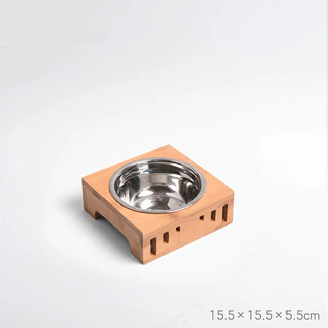 

Bamboo Holder Dog Bowl Cat Feeder Ceramic Dog Double Bowls Stainless Steel Puppy Feeder Detachable Pet Bowl