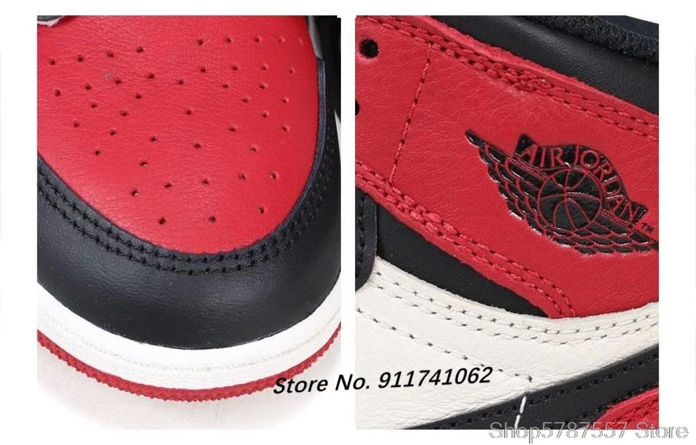 

Air 1 Retro High Bred Toe GS Basketball Shoes Men's Basketball Sneakers Unisex Women Breathable Outdoor 575541-610