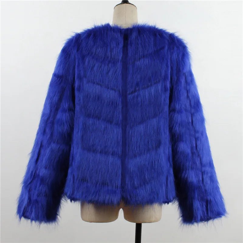 LANSHIFEI New Faux Fur Coat High Quality Fashion Slim Black Red Pink Faux Fur Jacket Fake Rabbit Fur Coat