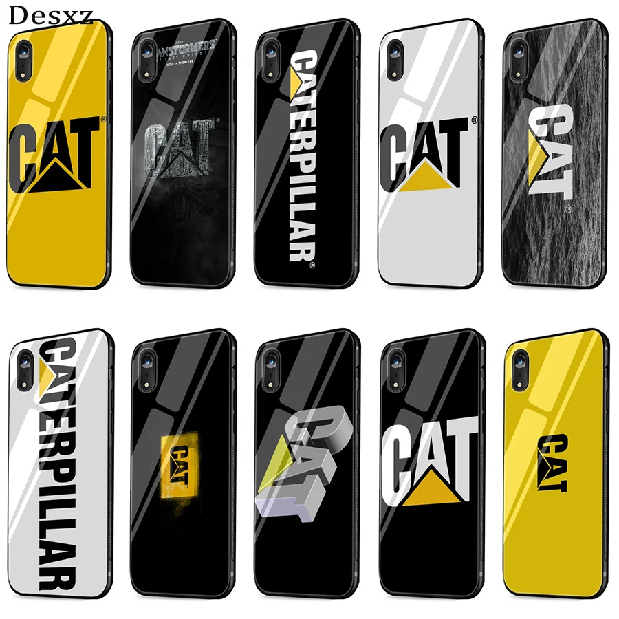 Милый стеклянный чехол с логотипом гусеницы для iPhone 5 5S SE 6 6s 7 8 Plus XR X XS