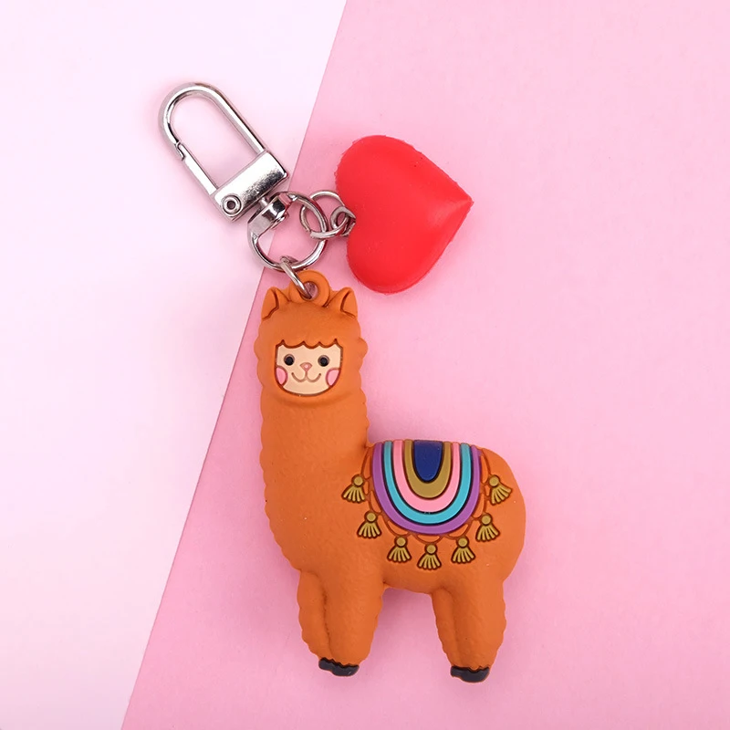 DIY Handmade Gift Llama Key Chain Women Bag Love Heart Color Ball Pendant Cartoon Epoxy Alpaca Keychains Trinket Korean Fashion | Украшения
