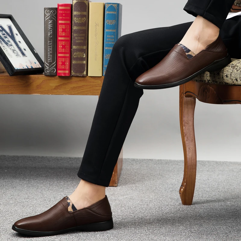 

Genuine Leather Men Casual Shoes Luxury Brand High Quality Mens Loafers Moccasins Handmade Slip on Driving Shoes Business Loafer