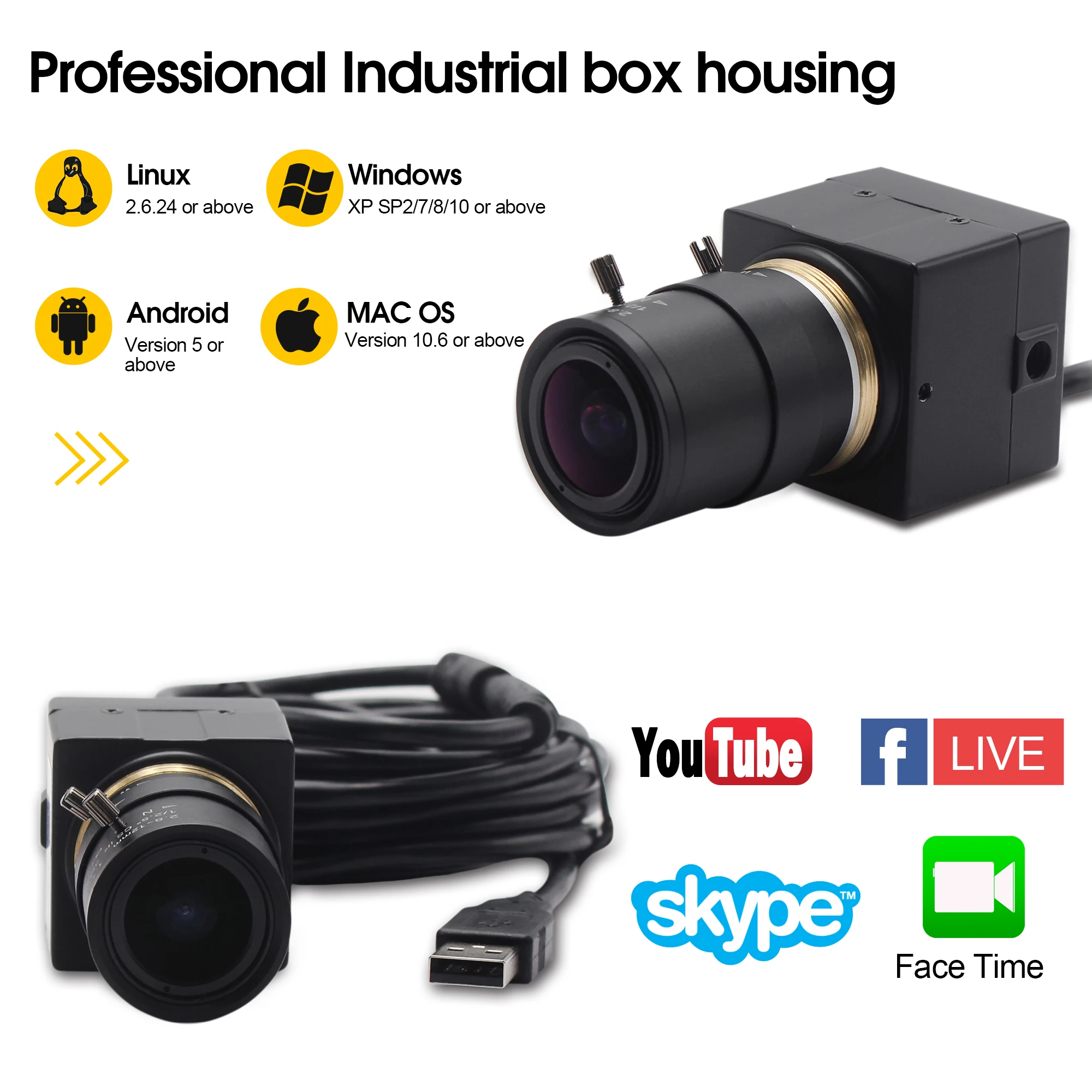 Видеокамера ELP 8 Мп HD SONY IMX179 USB супер мини бокс маленькая камера с варифокальным