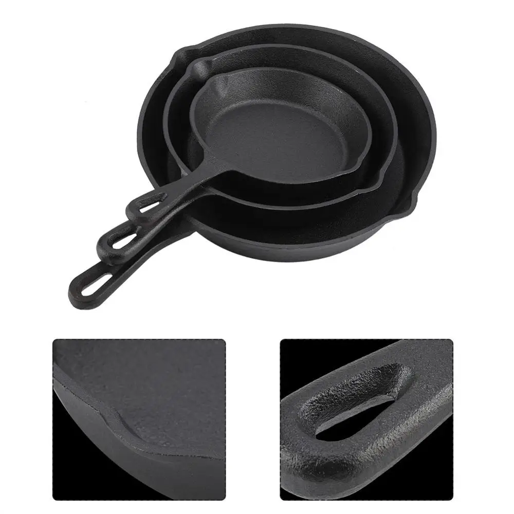 3 шт./компл. 16 см 20 см 25 см чугунные сковороды посуда Pots бытовой Кухня Пособия по кулинарии инструмент набор сковородок, Комплект постельного белья Panelas
