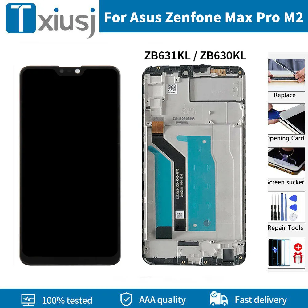 

Оригинальный ЖК-дигитайзер для Asus Zenfone Max Pro M2 ZB631KL ZB630KL, ЖК-дисплей, сенсорный экран в сборе с рамкой и инструментами