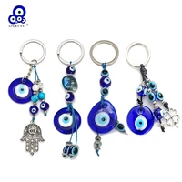 lucky eye fatima hand heart butterfly keychain car keyring blue turkish evil eye key chain for women men jewelry ey138