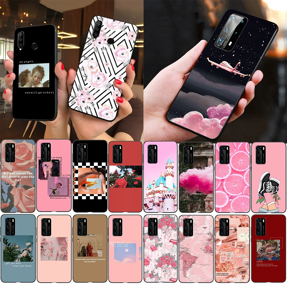 Розовый эстетичный Мягкий силиконовый чехол Z159 для Huawei P8 P9 Lite 2016 2017 P Smart Z Plus 2019 из