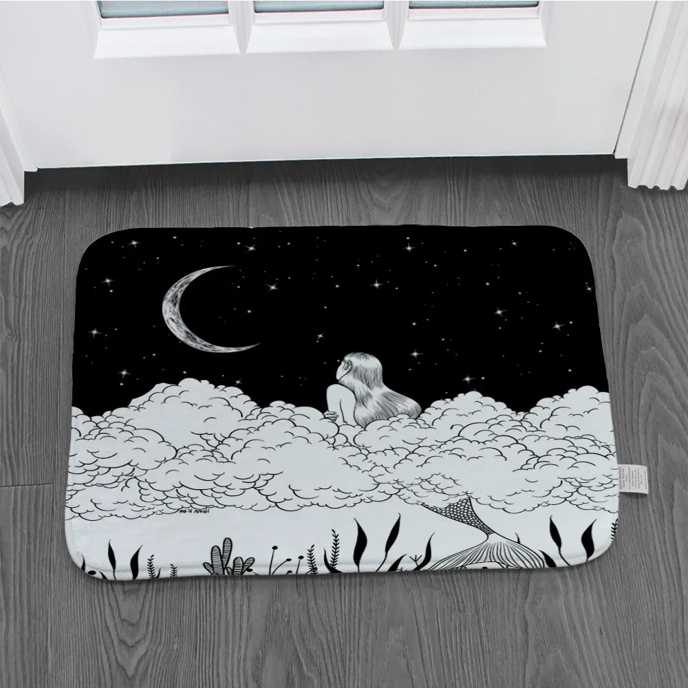 Черно-белый Графический Коврик для двери напольный коврик коридора входная
