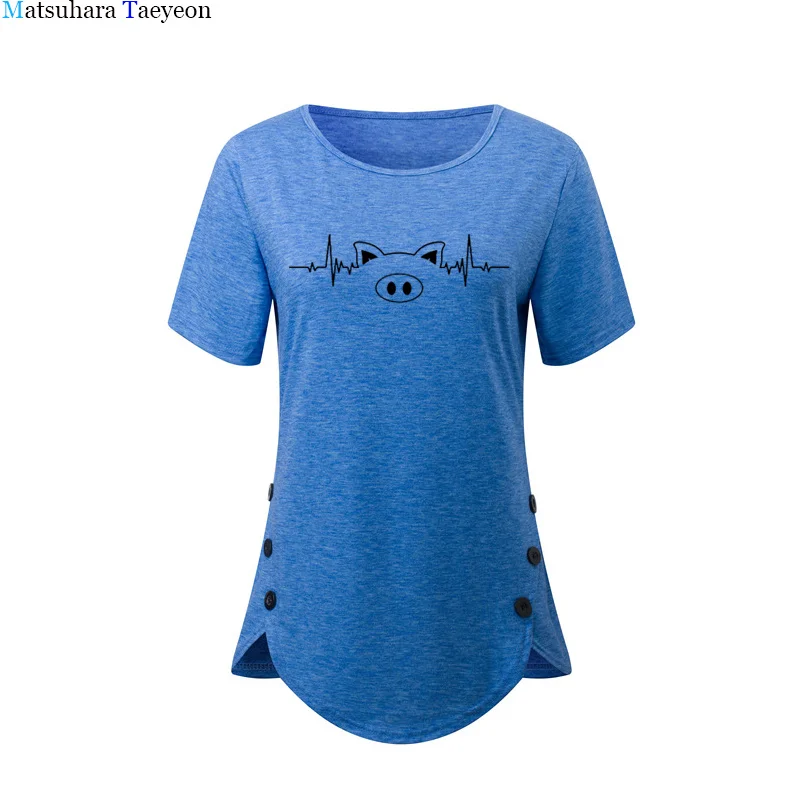 

Women T-shirts Funny Pig Heartbeat Shirts Women Casual Harajuku T Shirts Women Short Sleeve Loose Top Tee Fashion Tshirt Women