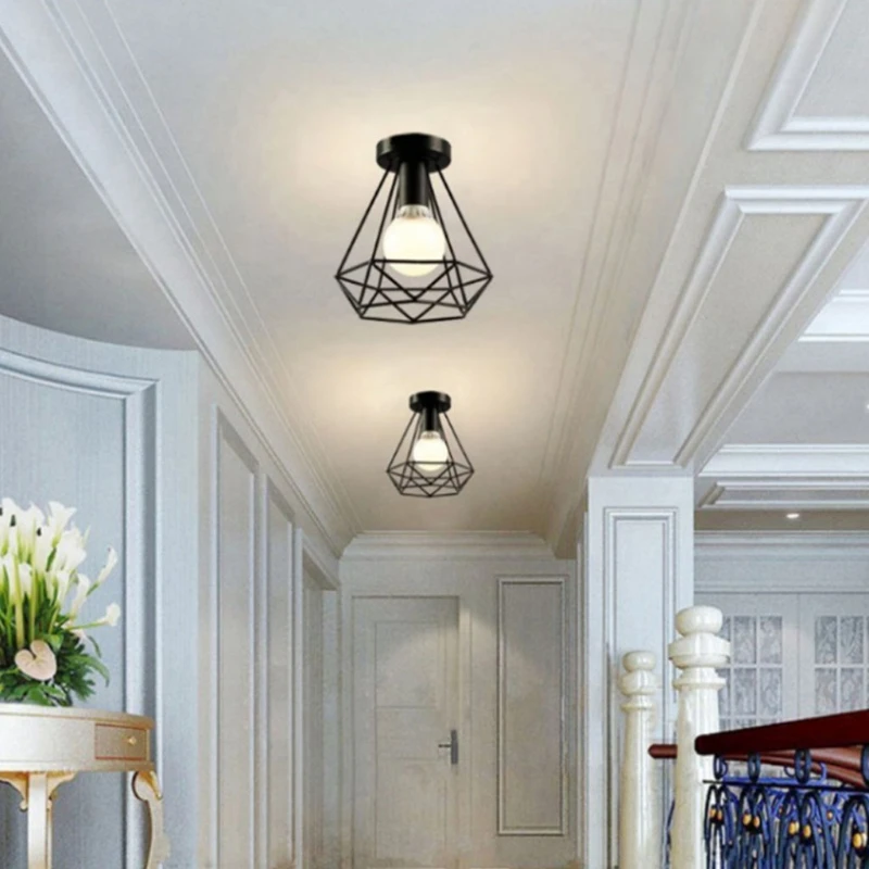 

Industrial Vintage Style Metal Ceiling Iron cage ceiling chandelier Lampshade Q0KA