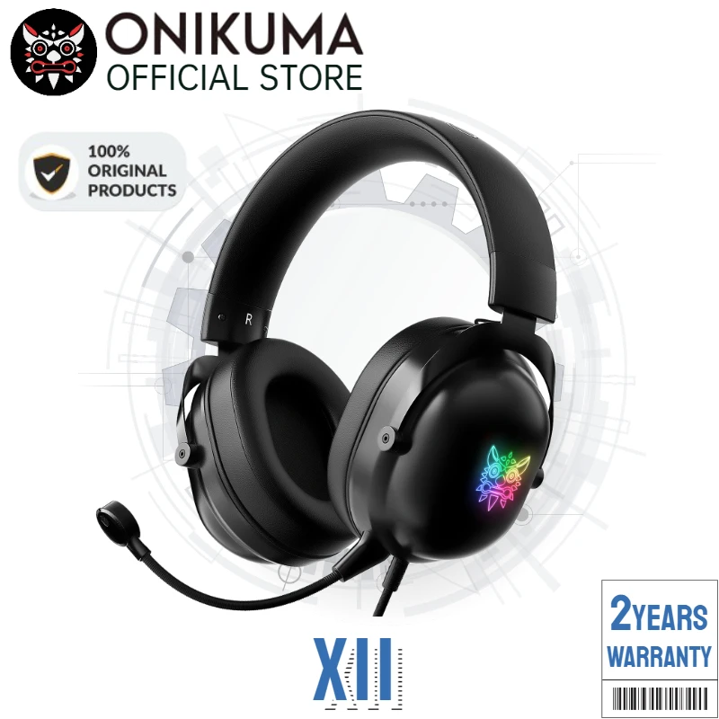 

Onikuma X11 Gaming Headset with Microphone Noise Canceling Gaming Headphone Surround Sound, Over Ear Headphones RGB LED Light fo