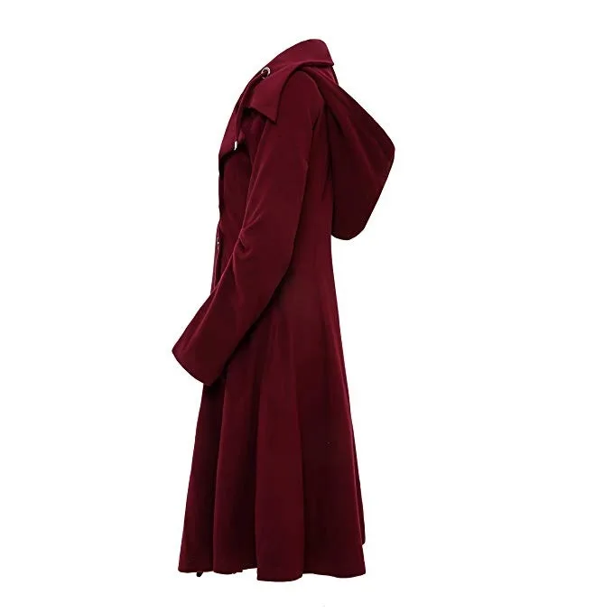 S-5XL, новинка, модные женские топы, длинный средневековый Тренч, Женское зимнее черное зеленое готическое пальто со стоячим воротником, элегантное женское пальто