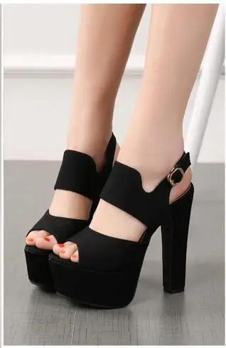 15cm new fashion fish mouth women's shoes high waterproof platform platform high heel sandals super high heel fish mouth shoes t