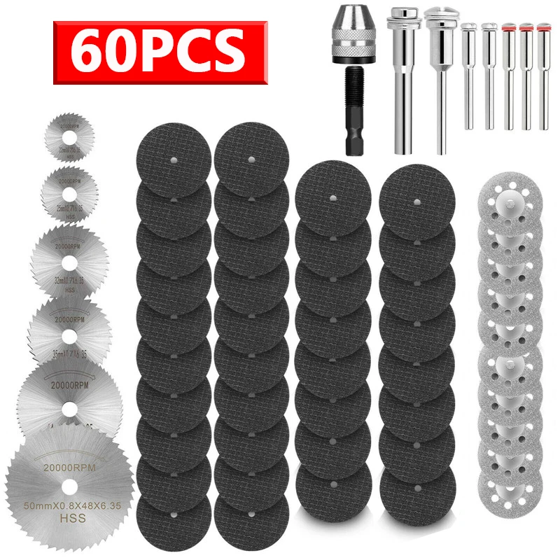 

Metal Circular Saw Disc Wheel Blades Shank High Speed Steel Mini Saw Blades with Mandrels Drill Warehouse Rotary Wood Cutout 60