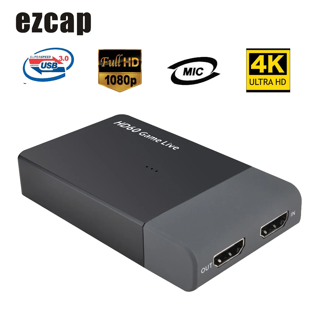 Ezcap 261M USB 3 0 HD видеозахват 4K 1080P конвертер для игр в прямом эфире XBOX One PS4 с