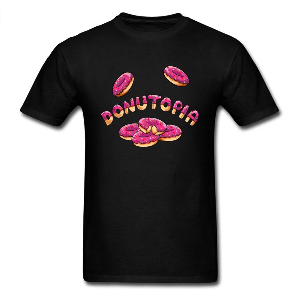 

Donutopia T-shirts Men T Shirt Donut Lover Tshirts VALENTINE DAY Gift Family Tops Tees Round Collar All Cotton Clothes Wholesale