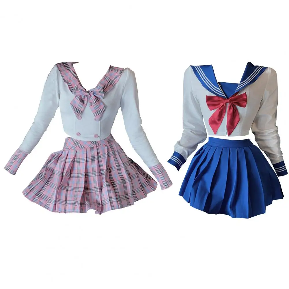 

Sailor Suit Tempting Tight College Style Blouse Uniform Pleated Top Skirt for Women