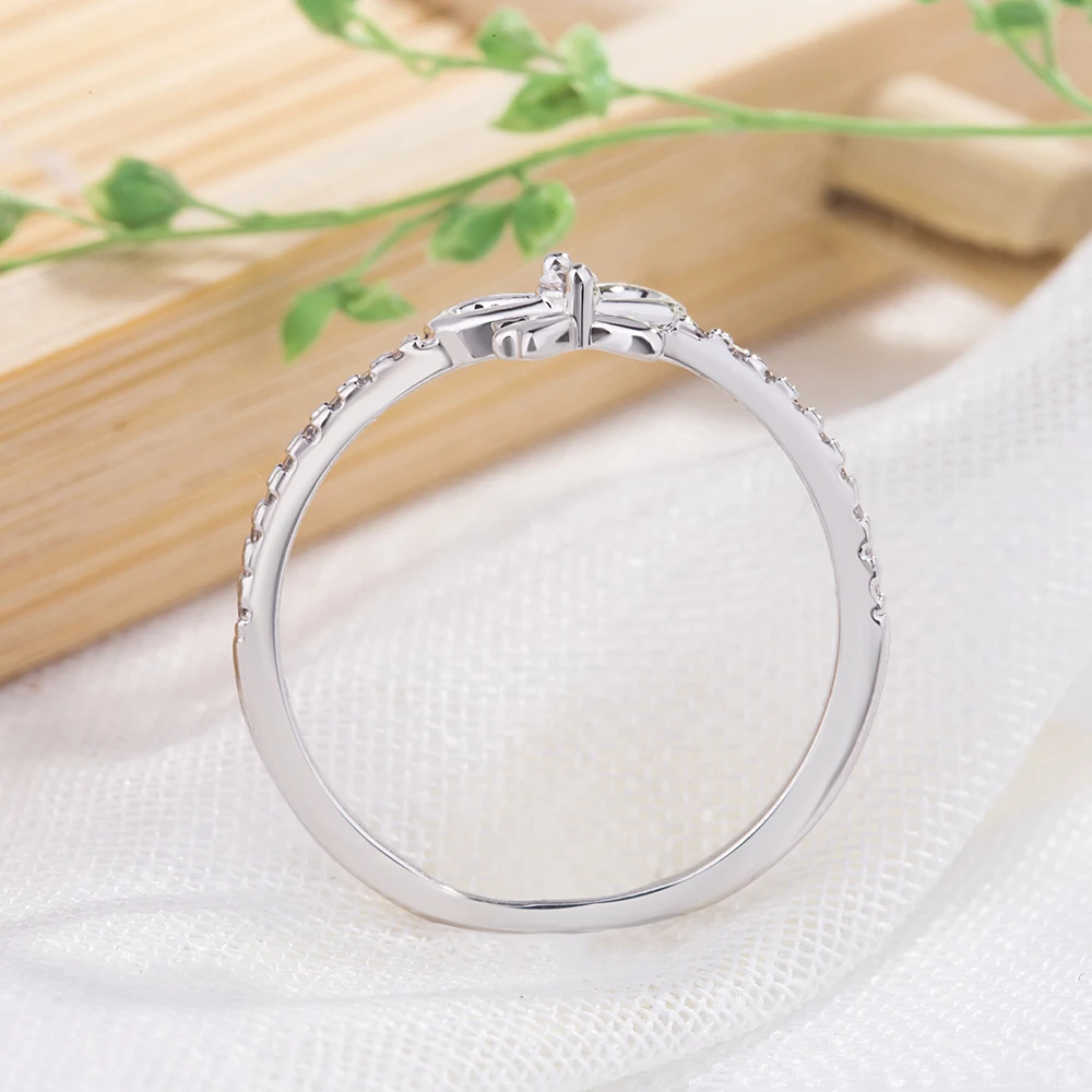 

Winter New Charm Jewelry Women's 925 Silver Ring Cute Bow Ring Student Accessories Birthday Gift 6-7-8# Size