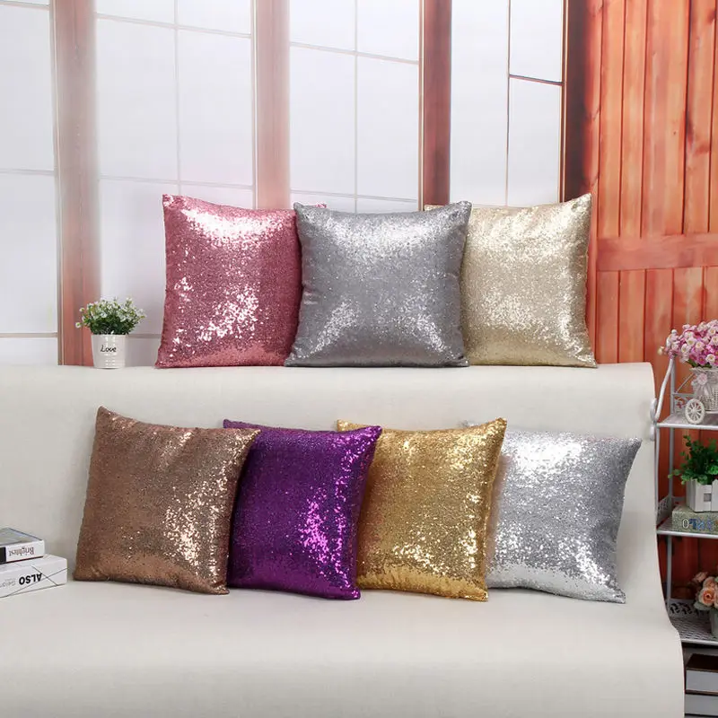 

40x40cm Shiny Sequins Sofa Cushion Throw Pillows Cover Pillowcase Home Decor