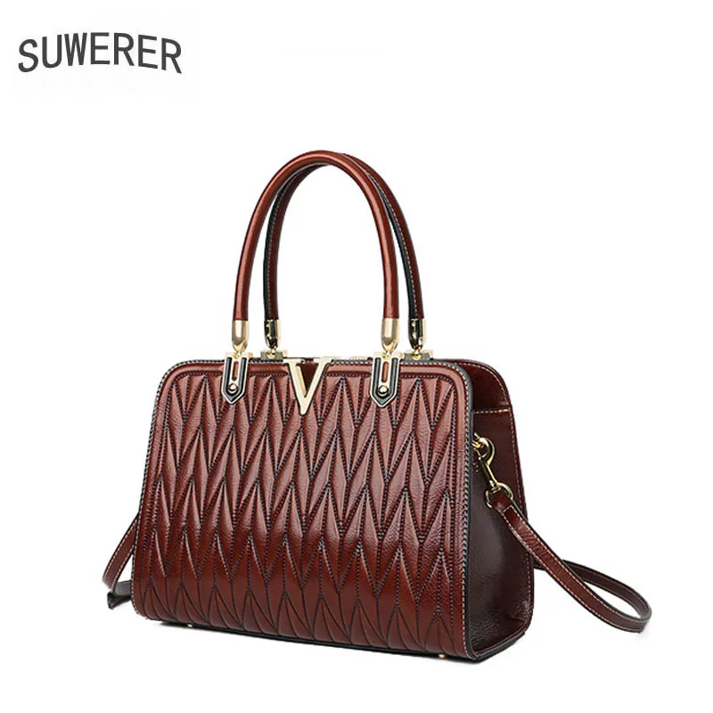 SUWERER designer bags famous brand women 2020 new luxury handbags Genuine Leather quality cowhide tote bag | Багаж и сумки