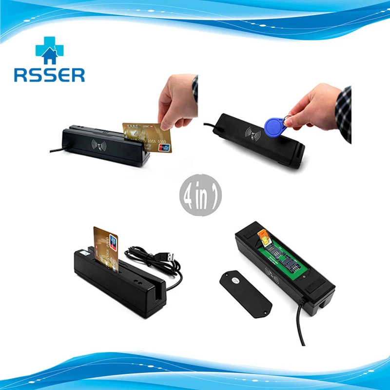 Считыватель магнитных карт/записывающий энкодер RSSER80 4 в 1 USB-интерфейс черный |
