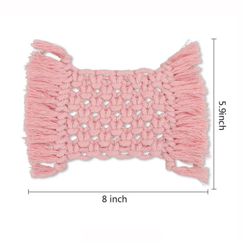 

1pc Round Cotton Braid Coaster Tassel Placemat Handmade Macrame Cup Cushion