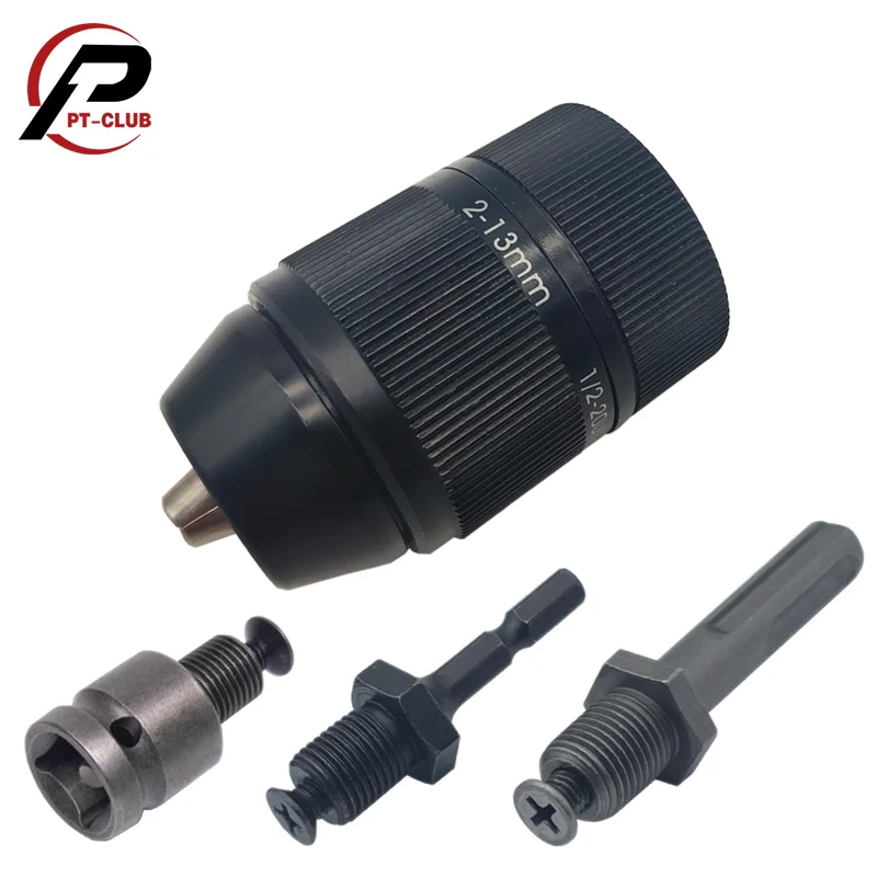 

Metal Heavy Duty 1/2-20UNF 2-13mm Keyless Drill Chuck Hex Shank/SDS/Socket Square Female Adaptor Hardware Tool Professional
