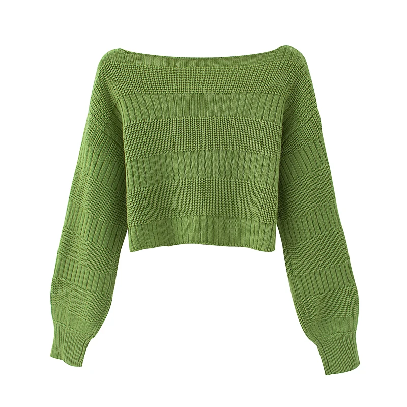 

Spring and autumn women's sweater casual solid color short sweater
