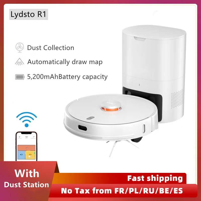 

Lydsto R1 Vacuum Cleaner Robot 2700pa Auto Emptying Dust Integrated Robot Low Noise APP Control Planed Sweep Mop LDS Smart Home
