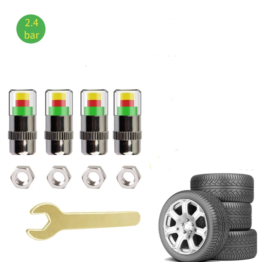 1/4 шт. 2.4Bar автомобиля крышки стержня вентиля шины Сенсор индикатор шиномонтажа