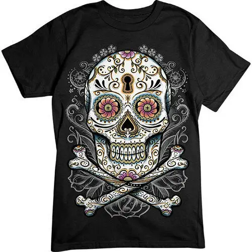 Черная хлопковая Футболка с вырезом лодочкой и цветочным принтом черепа из 100