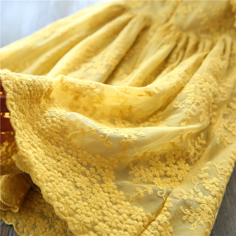 Girls Dresses for Summer Yellow Cute Princess Party Birthday Dress Children Clothes Solid Casual Wear Girls' Clothing Baby | Детская