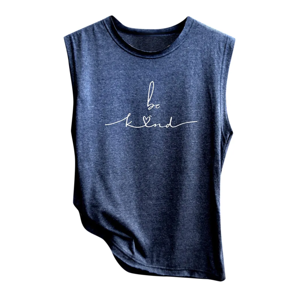 Женская футболка без рукавов с принтом Повседневная Свободная майка мягкий