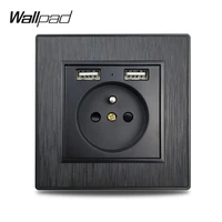 wallpad s6 french electric outlet power wall socket with 2 usb charging ports 3 color brushed pc plastic
