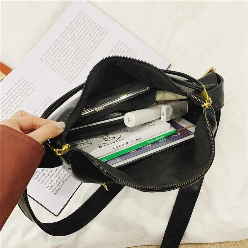 

Portable Women Saddle Shape Bag for Women's Luxury PU Wide Shoulder Strap Bag Casual Lady Solid Color Leather Crossbody Bags Sac