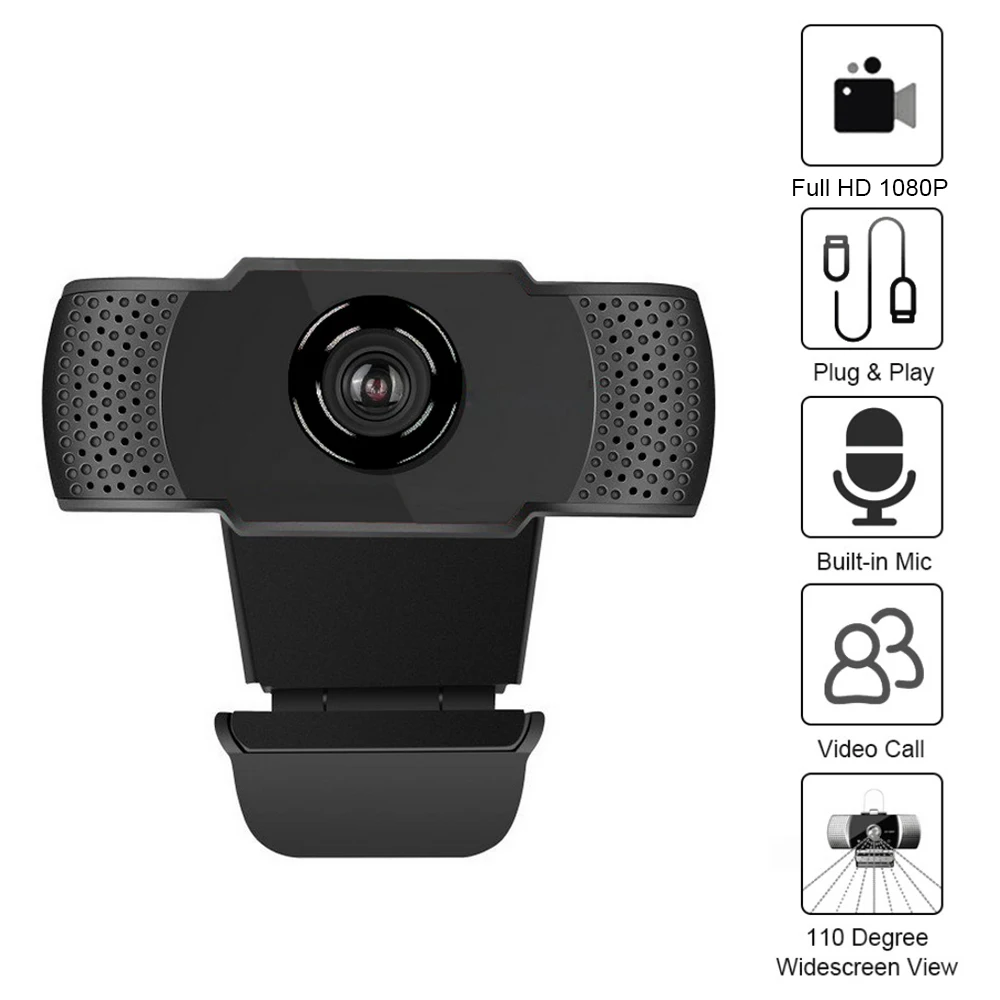 Широкоугольная USB веб камера 1080P/720P USB2.0 без привода с микрофоном для ноутбука