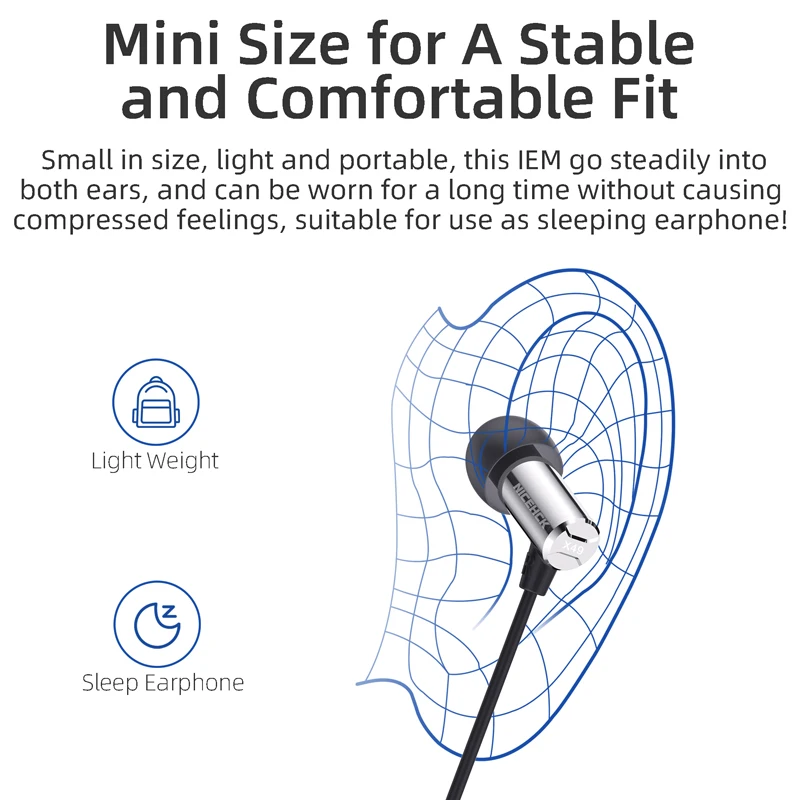 Мини-наушники NiceHCK X49 металлические Hi-Fi наушники-вкладыши со сбалансированным