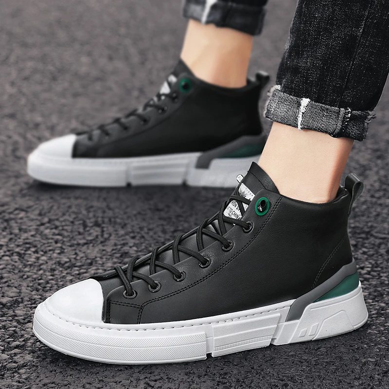 

Men's Autumn High top Casual Board Shoes Men Fashion Sneakers Breathable Outdoor Shoes Men Vulcanize Non-slip Hard-Wearing Shoes