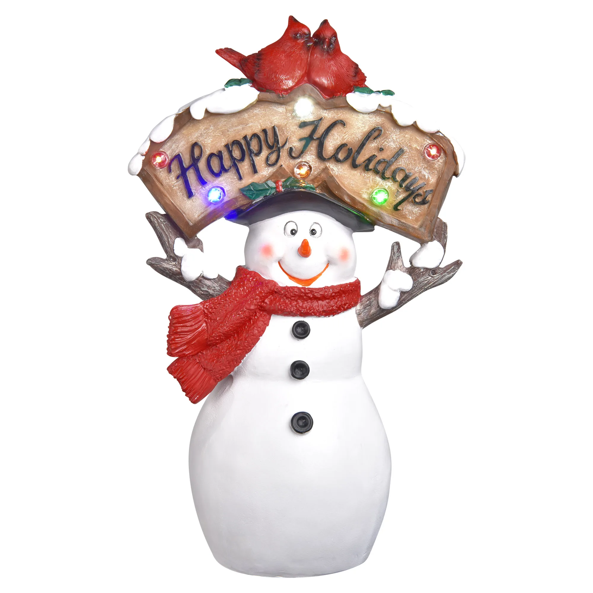 

Tabletop Resin LED Light Christmas Snowman Figurine Battery Powered Christmas Statue Desk Decor Living Room Party Gift