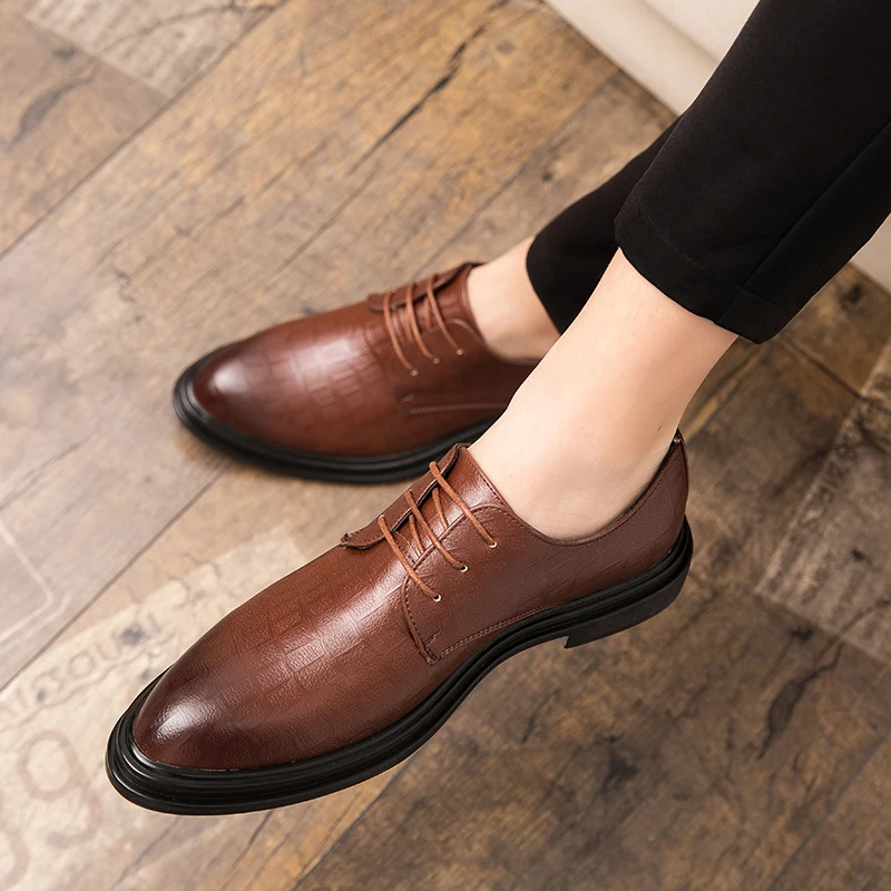 Business Oxford Leather Shoes Men Breathable Formal Dress Office Wedding Flats Footwear Mocassin Homme big size 38-46 w5 | Обувь