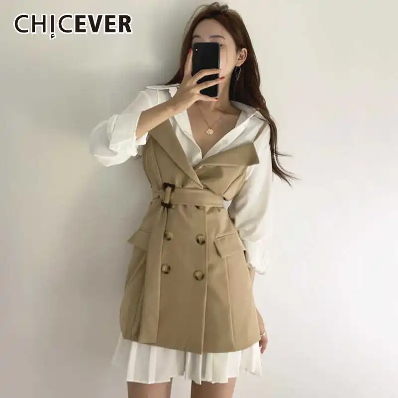 CHICEVER комплект из двух предметов популярного цвета женское плиссированное платье