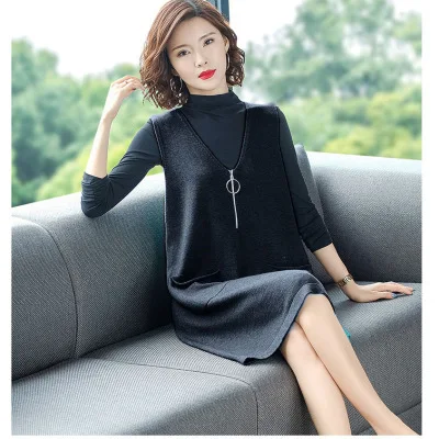 

2020 Autumn/winter new Korean strap dress sleeveless vest long female students loose and thin vest skirt