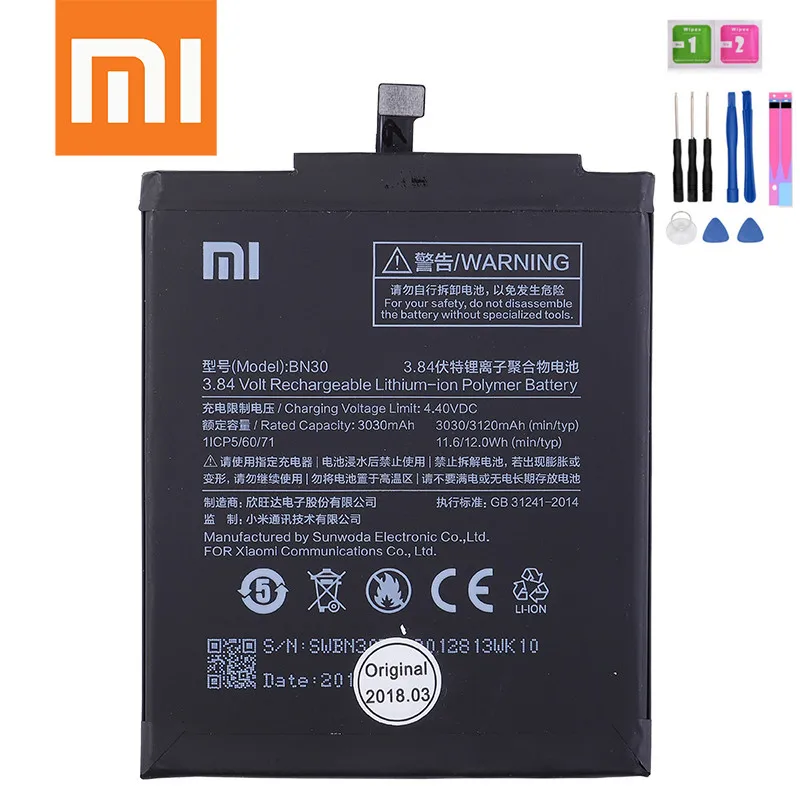 Аккумулятор BN30 на Xiaomi Redmi 4A литий полимерная сменная батарея 4A|Аккумуляторы для