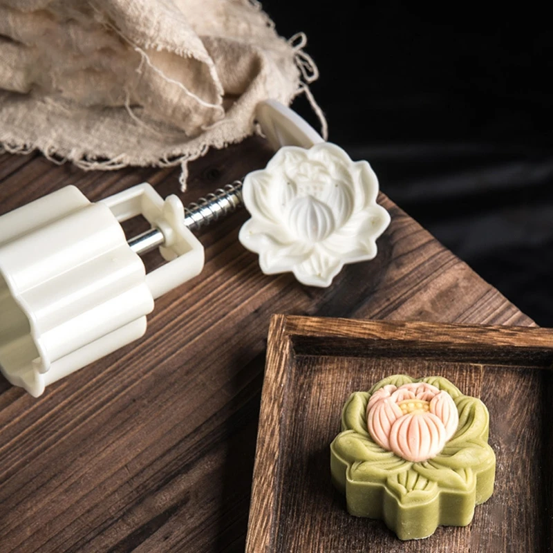 Пластиковые лунный пряник пресс форм 125/150g 3D лотоса штамп для печенья Форма