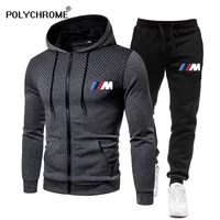 autumn mens hoodies zipper jacket joggers suit bmw m print men tracksuits male hoodie 2 piecespants gyms sportswear track suit