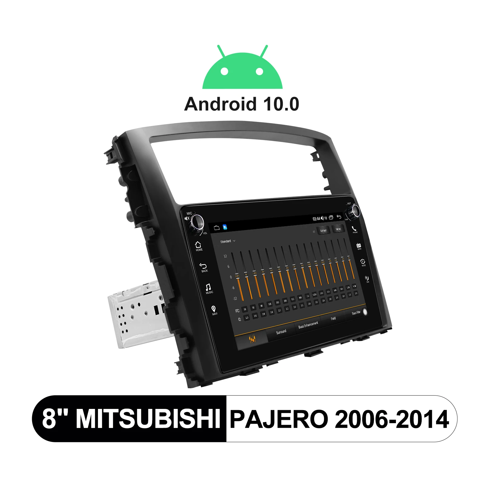 저렴한 8 인치 자동차 라디오 디스플레이 안드로이드 헤드 유닛 자동차 멀티미디어 플레이어, 미쓰비시 파제로 2006-2014 용 안드로이드 자동 무선 카플레이