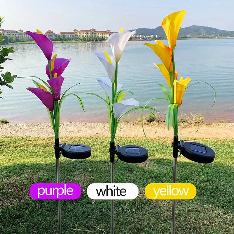 

4LED Calla Lily Flower Solar Powered Outdoor Garden Light Waterproof Yard Pathway Street Lighting Lawn Garden Decoration Lamp