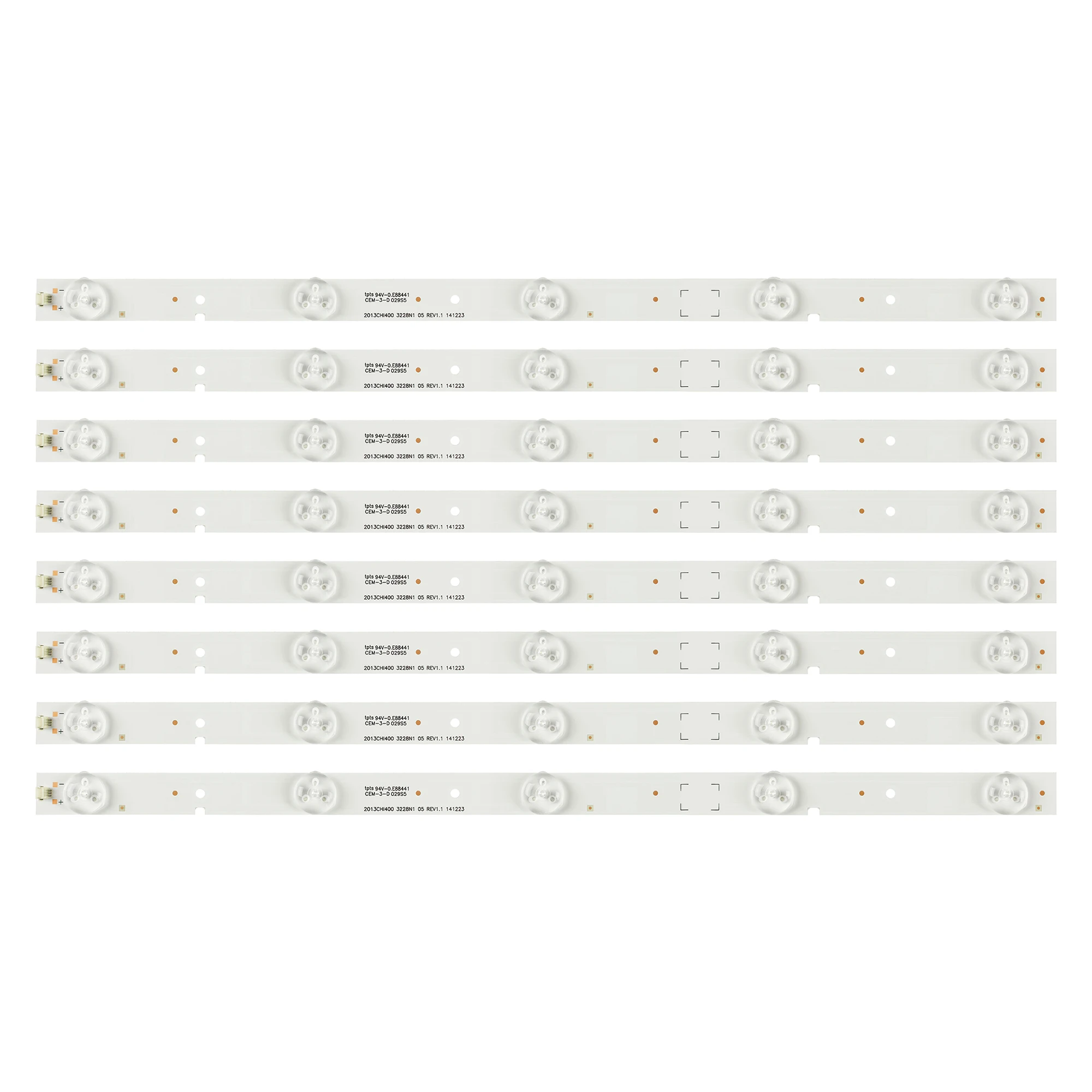 

NEW 8PCS 5LED 400mm LED backlight strip For hisense LED39K20JD NS-40D420NA16 SVH390A06 2013CHI400 3228N1 05 REV1.1 REV1.0 141223