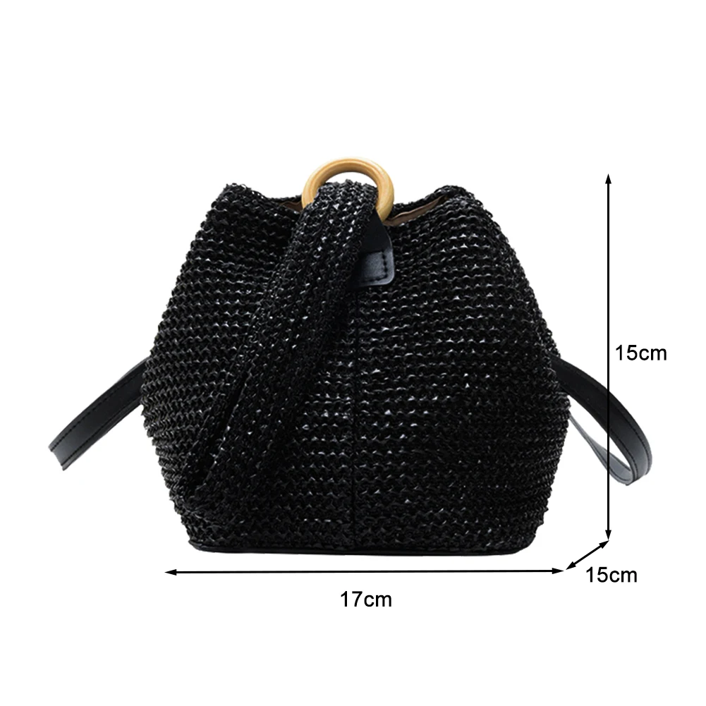 

Summer Straw Bags For Women 2021 Handmade Beach Travel Bags Raffia Rattan Woven Crossbody Female Small Bucket Bag Daily Purses